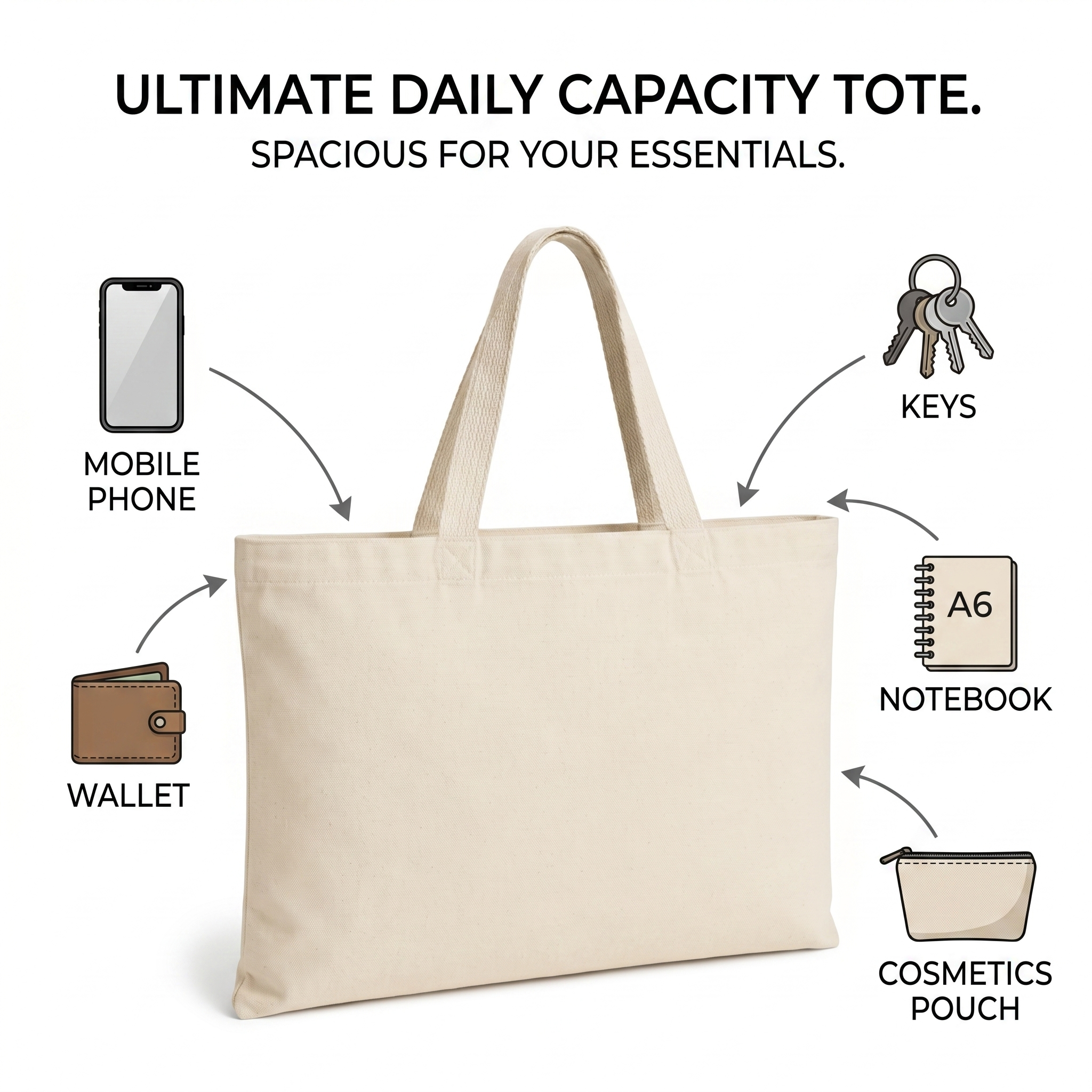 18x14 Inch Cotton Tote Bag | 150 GSM