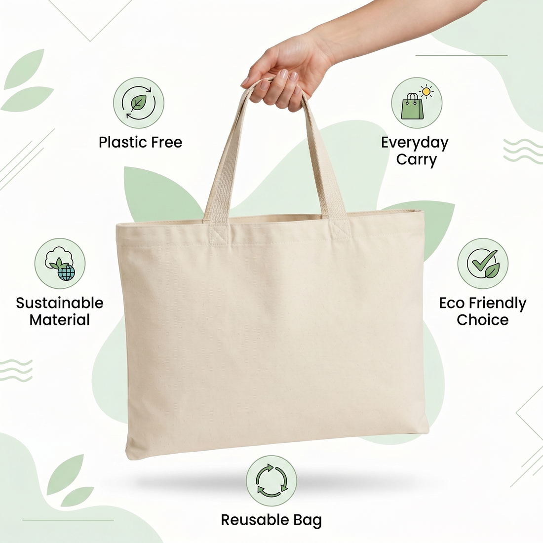 10x8x5 Inch Cotton Canvas Bag | 330 GSM