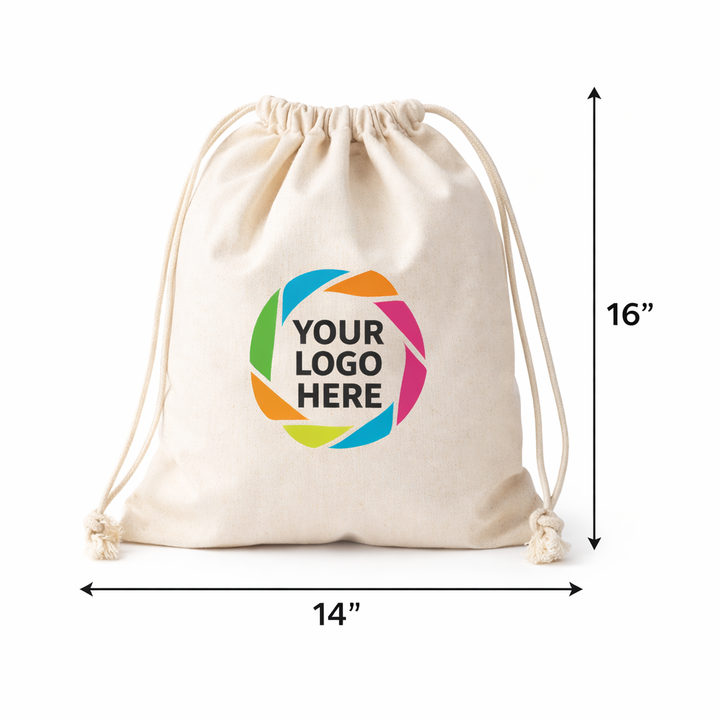 Custom 14x16 Inch Cotton Drawstring Bag | 150 GSM