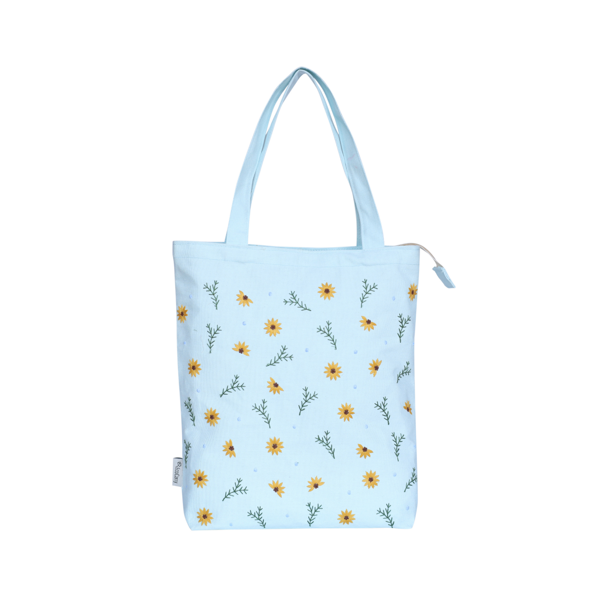 Sunflower Bliss Embroidered Tote
