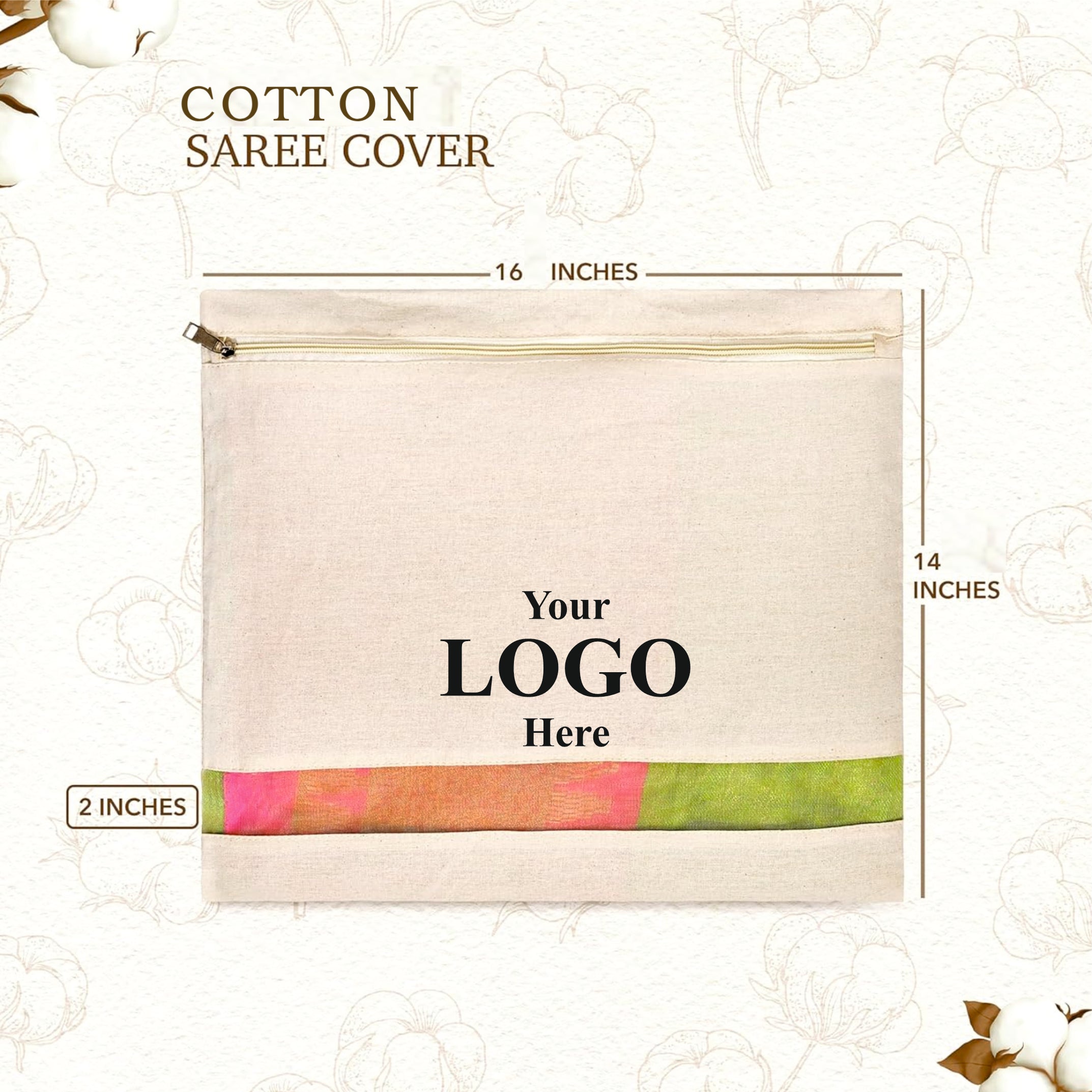 16x14 Inch Cotton Saree Cover With Logo