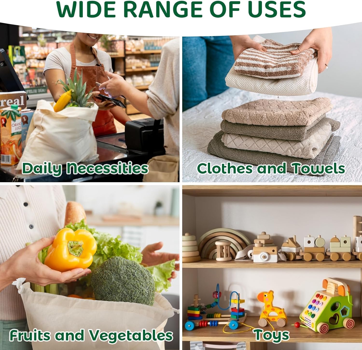 10x12 Inch Cotton Drawstring Pouch Bag