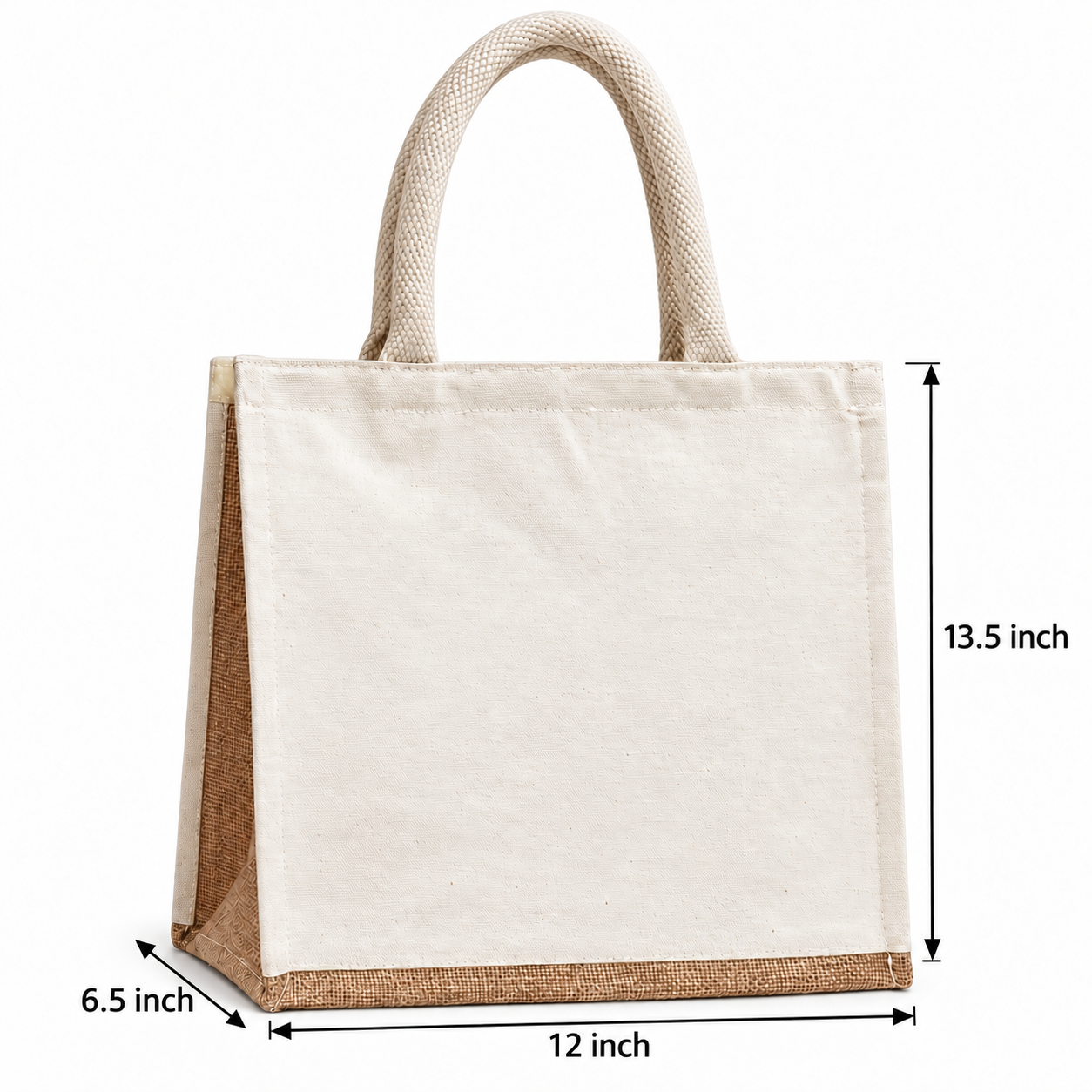 Plain 12x13.5x6.5 Natural Insulated Canvas Cooler Bag | 310 GSM