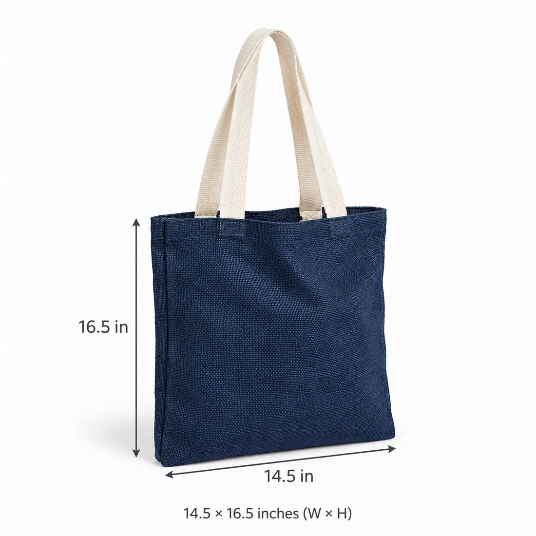 Plain 14.5x16.5 Navy Blue Jute Tote Bag