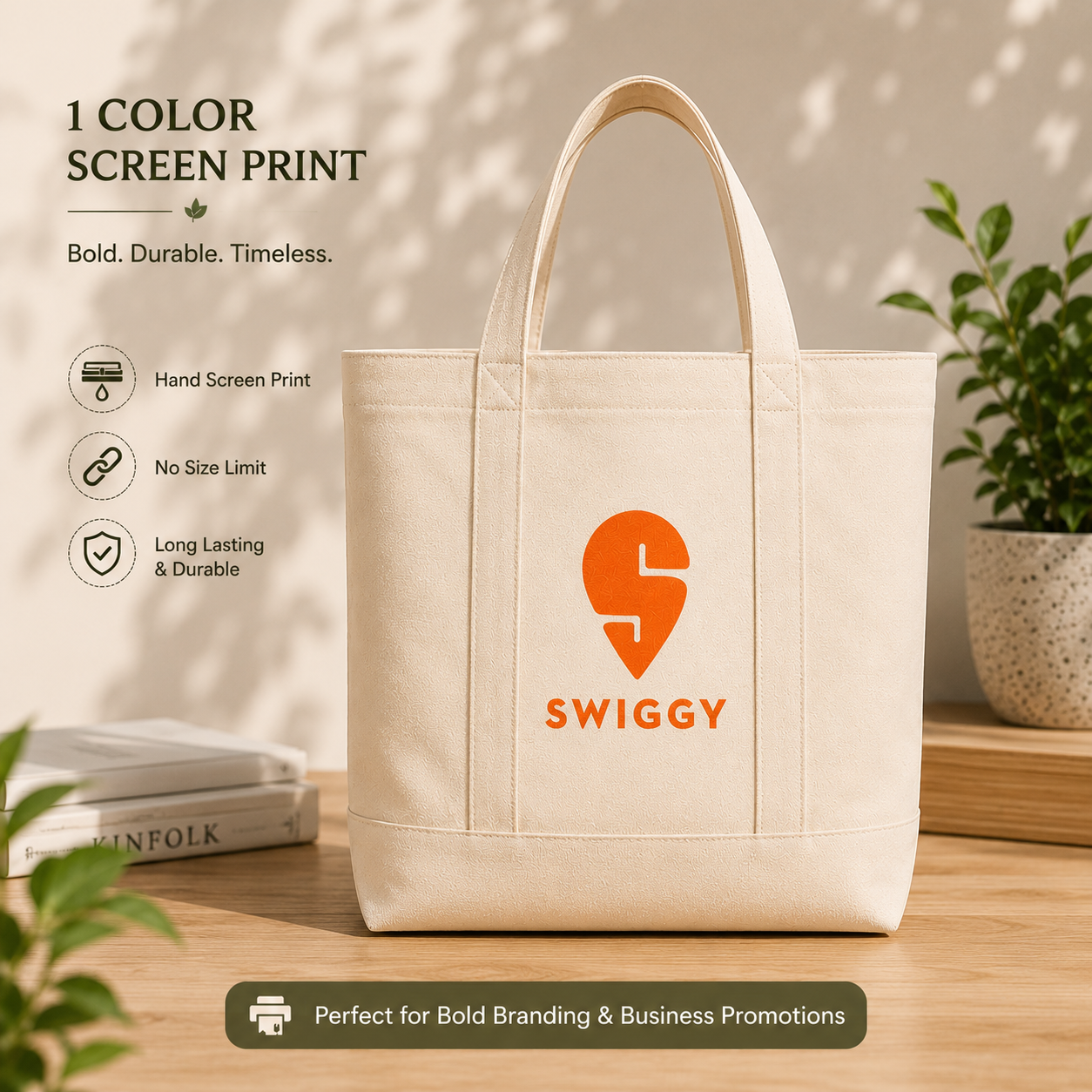Custom 15x12x5 Cotton Canvas Tote Bag | 400 GSM