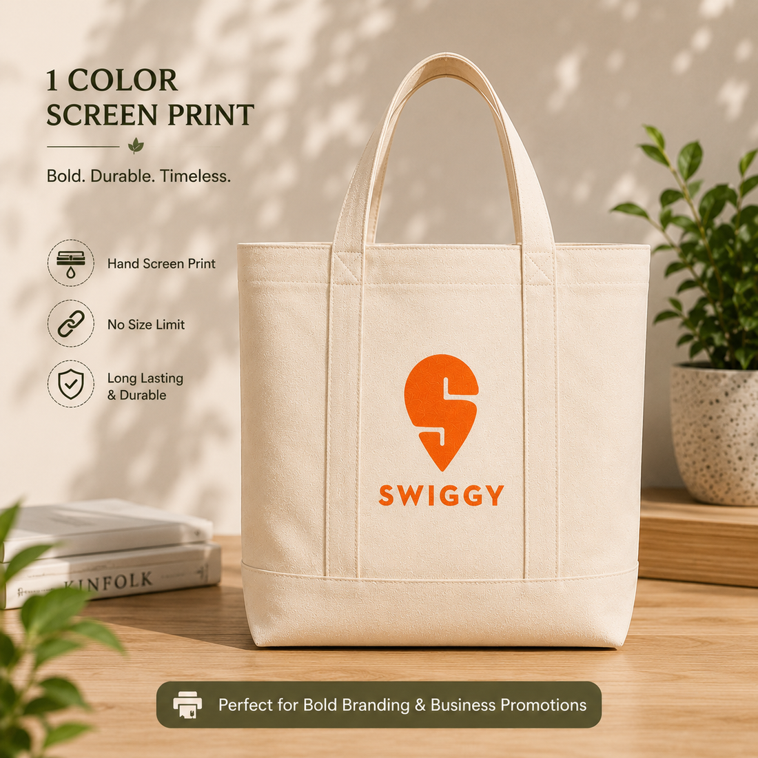 Custom 15x12x5 Cotton Canvas Tote Bag | 400 GSM