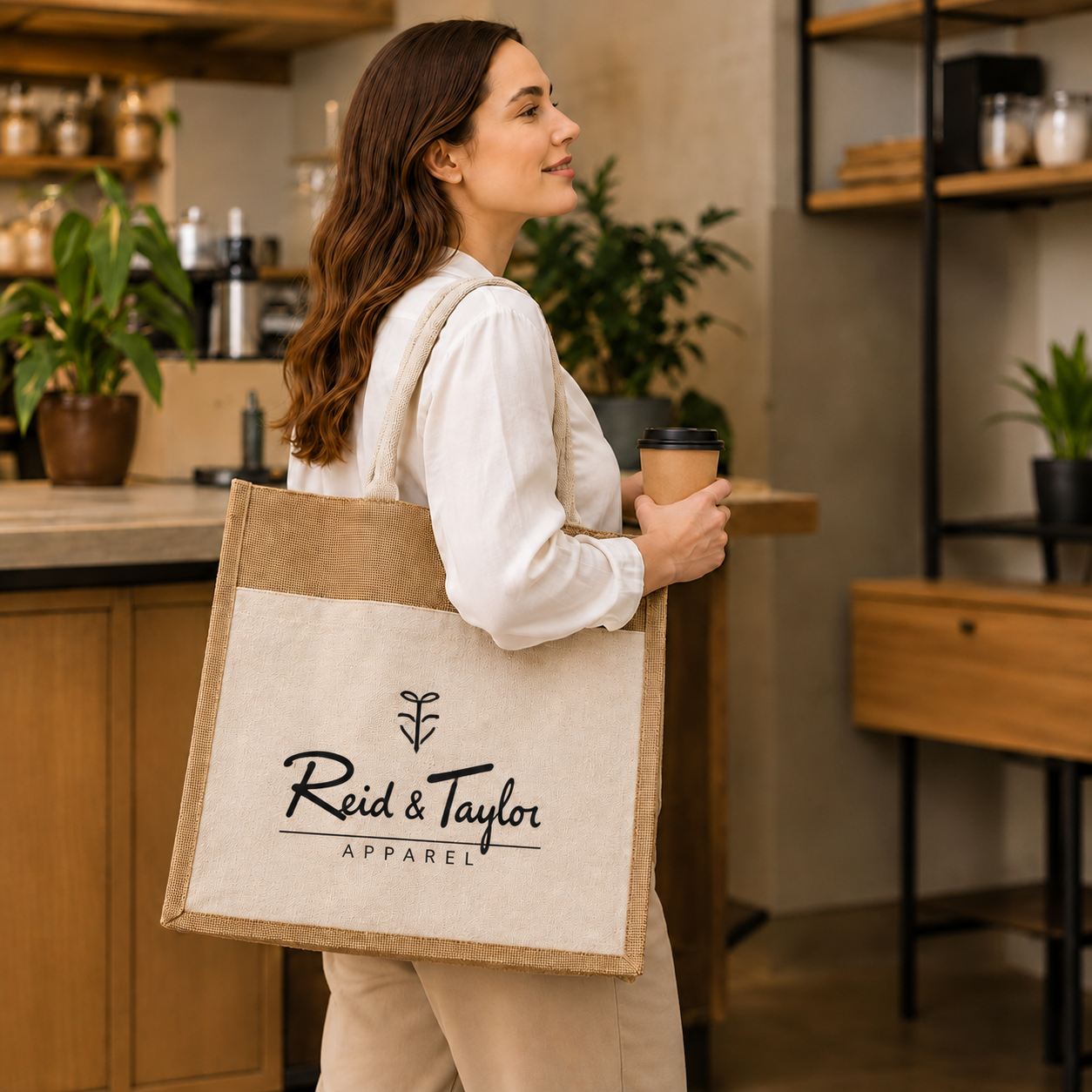 Custom 15X13X6 Jute Tote Bags with Canvas Front Pocket | 350 GSM