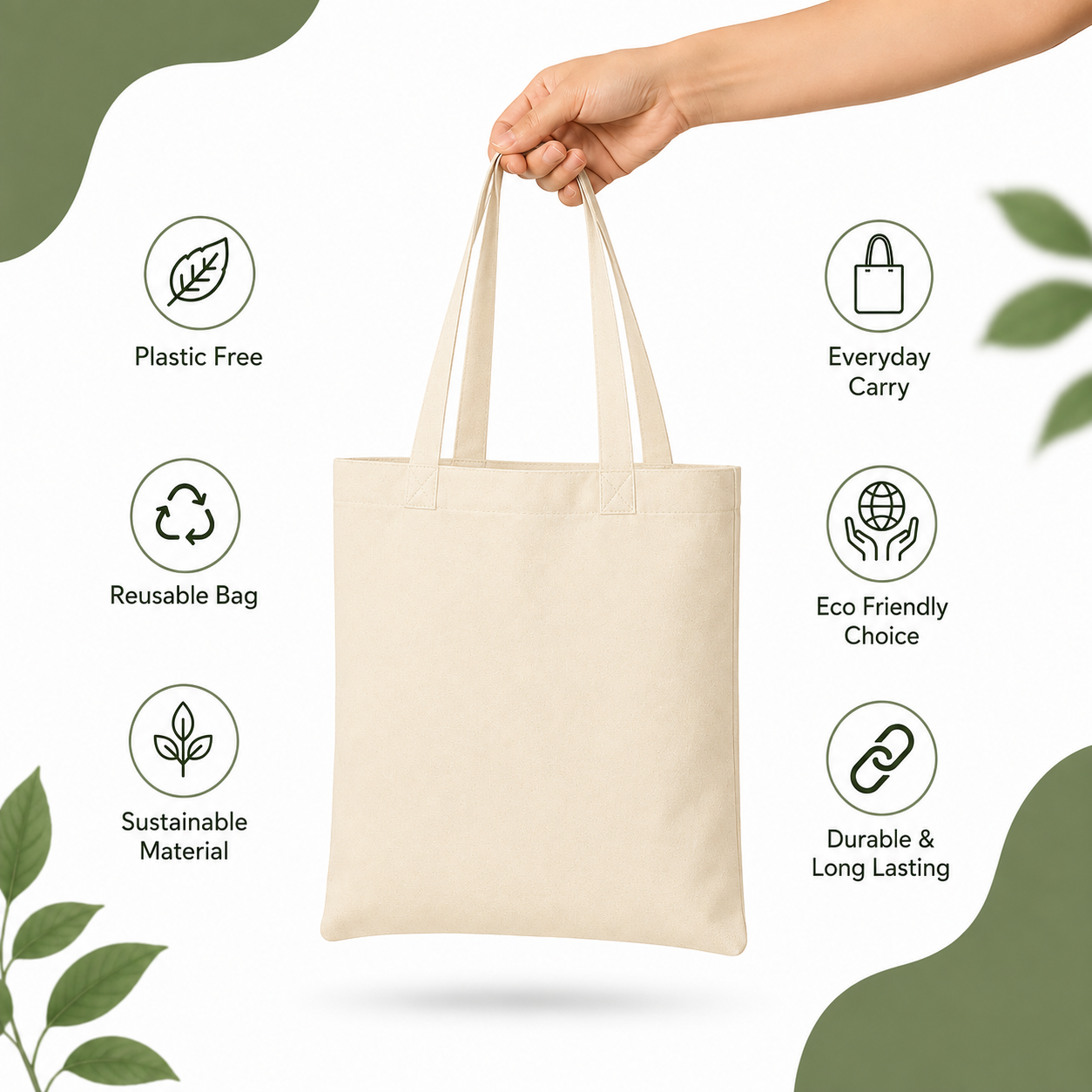 Custom 14x16 Inch Cotton Tote Bag | 220 GSM