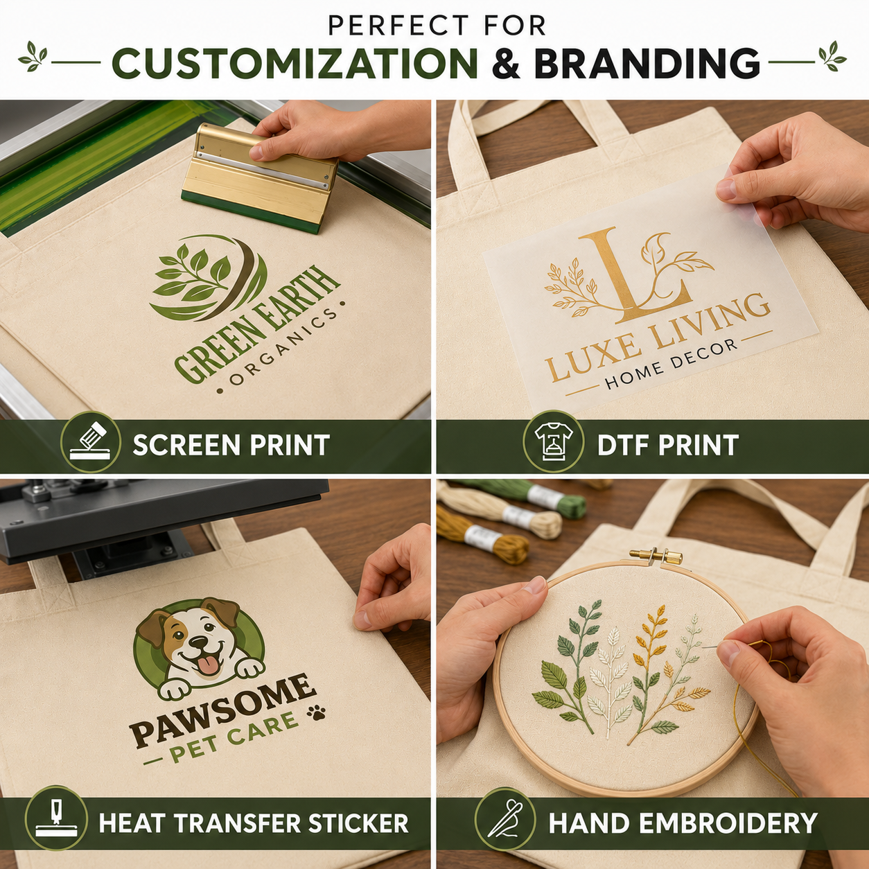 Custom 14x16 Inch Cotton Tote Bag | 220 GSM