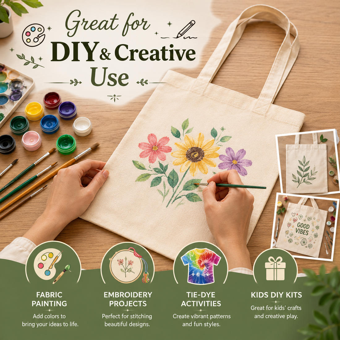 Custom 14x16 Inch Cotton Tote Bag | 220 GSM