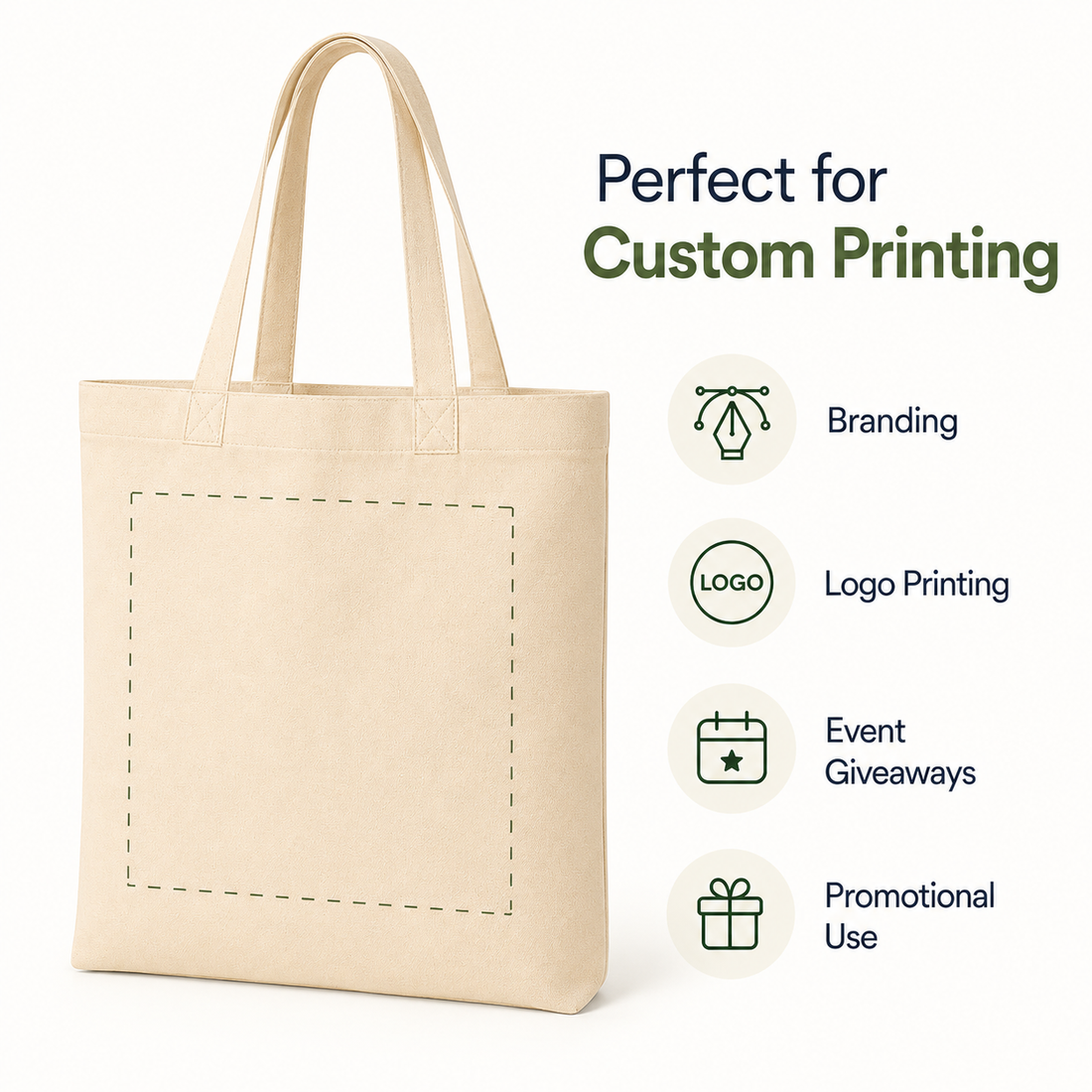 Plain 14x18 Inch Cotton Tote Bag | 220 GSM