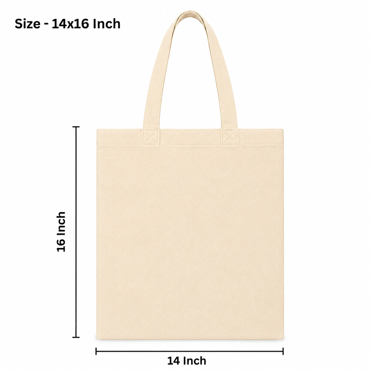 Plain 14x16 Inch Cotton Tote Bag | 220 GSM