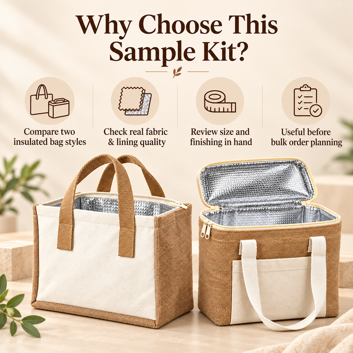 Insulated Jute Lunch Bag Sample Kit
