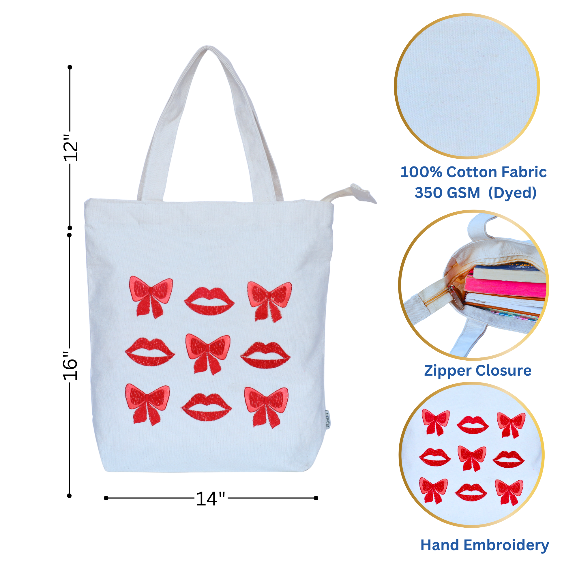 Lips & Bow Canvas Tote Bag