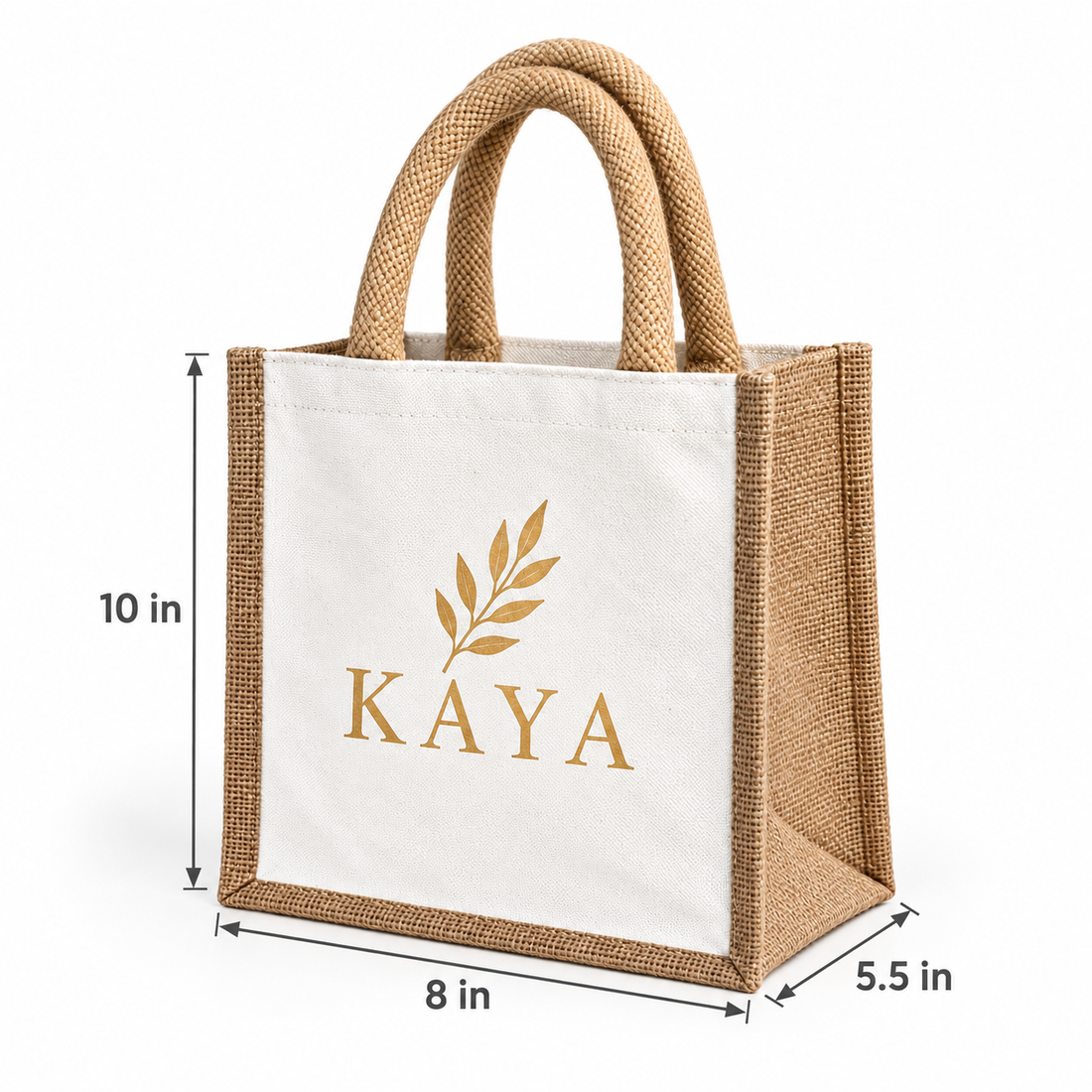 8x10x5.5 Natural Small Jute & Canvas Hamper Bag