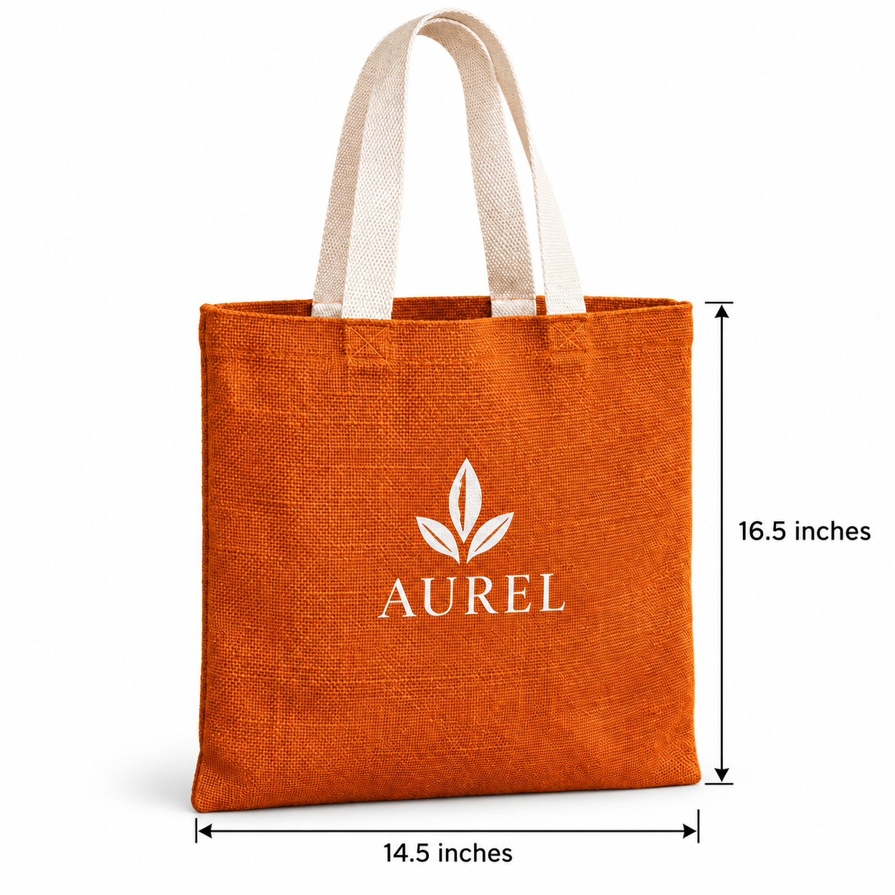 14.5x16.5 Rust Orange Jute Tote Bag