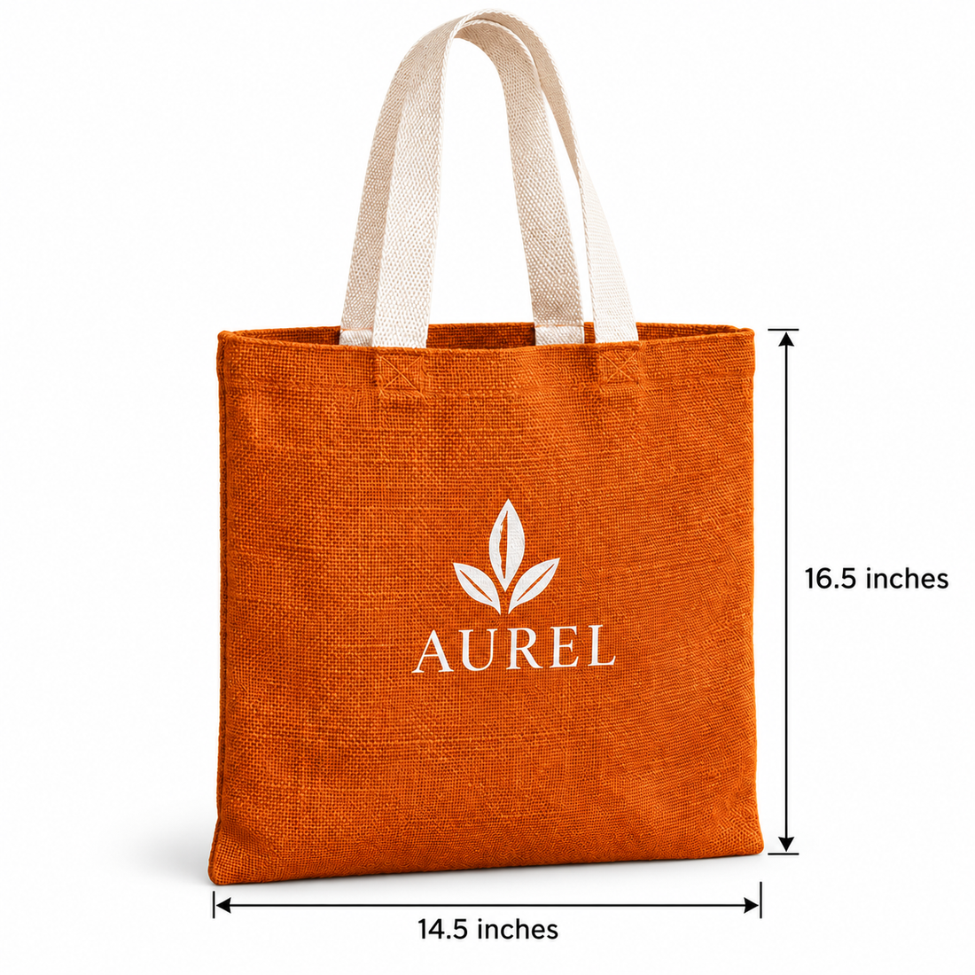 14.5x16.5 Rust Orange Jute Tote Bag