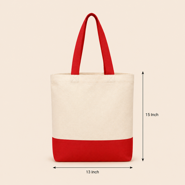 13"x15" Red & Beige Tote Bag | 330 GSM