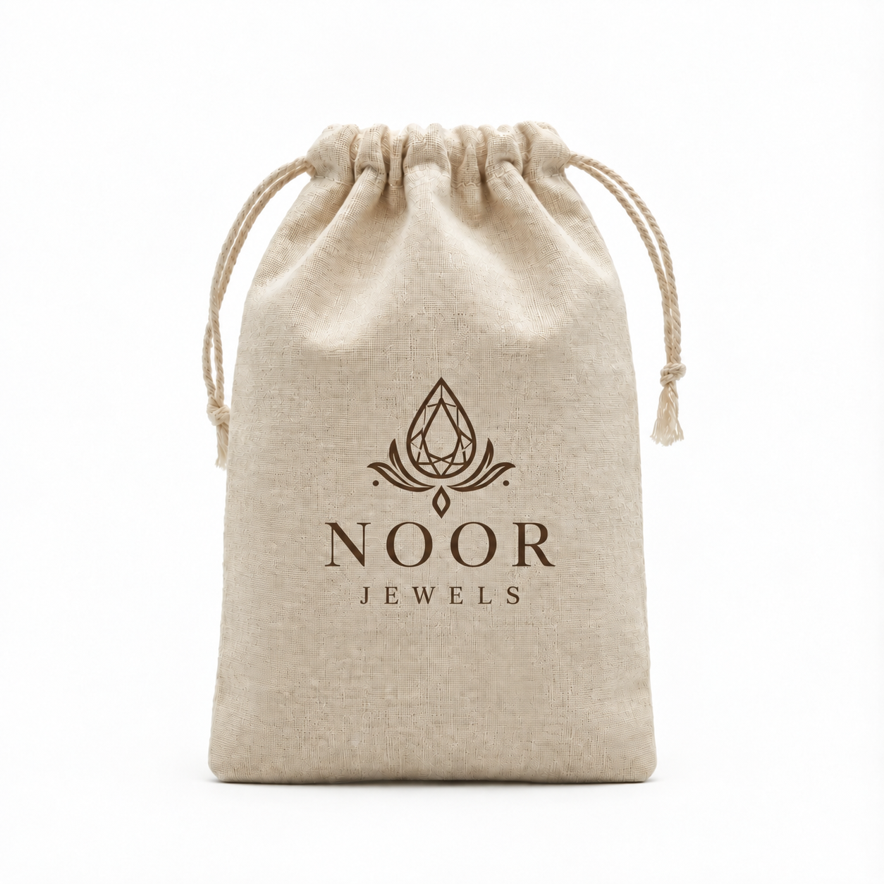 Floral Embroidered Cotton Drawstring Pouch