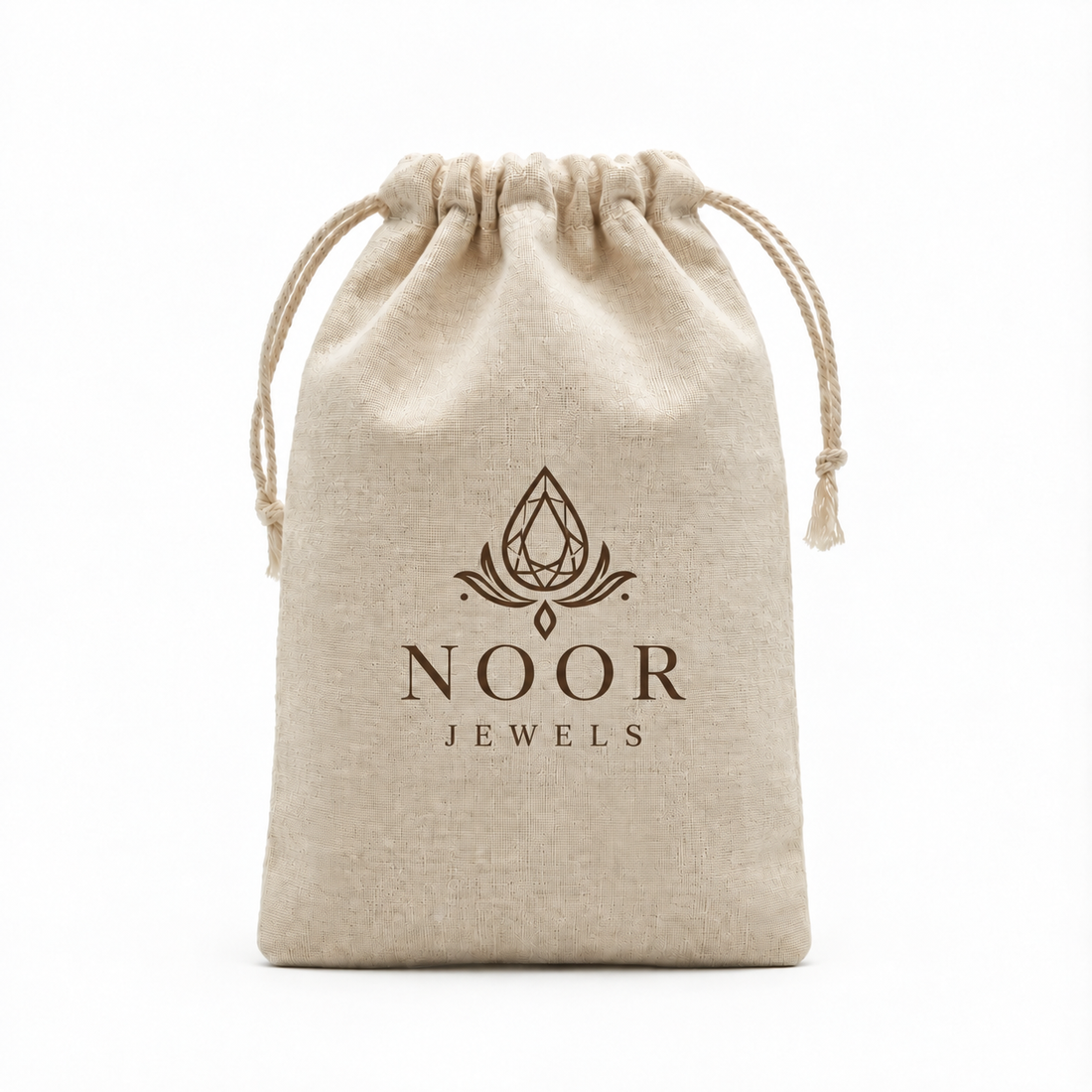 Floral Embroidered Cotton Drawstring Pouch