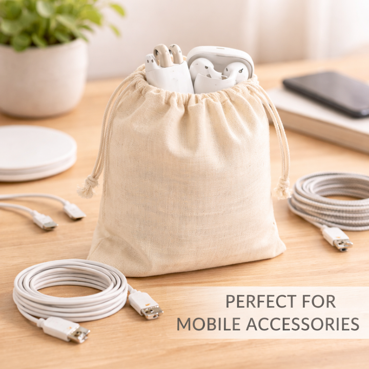 Custom 5x7 Inch Cotton Drawstring Bag | 150GSM