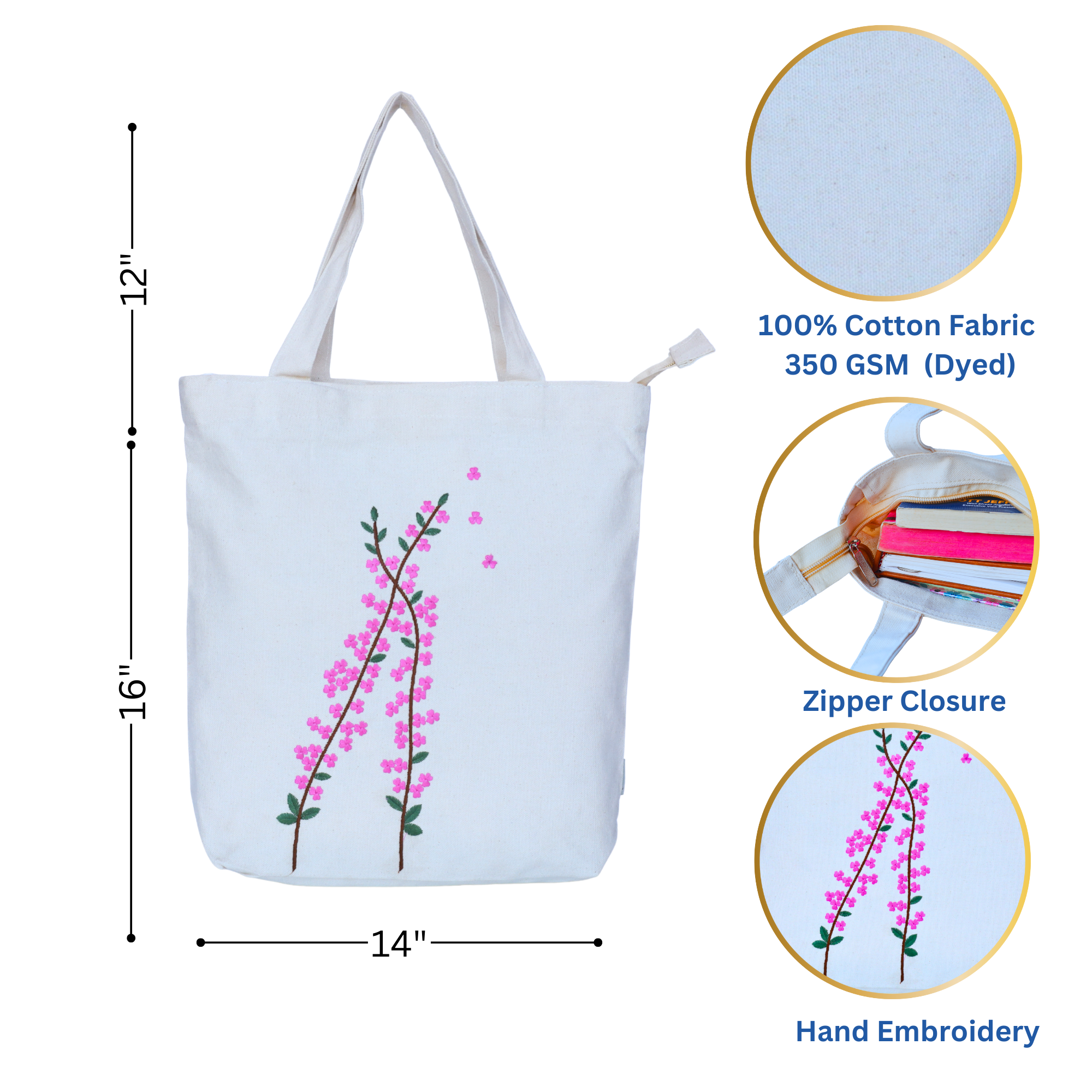 Cherry Blossom Canvas Tote Bag