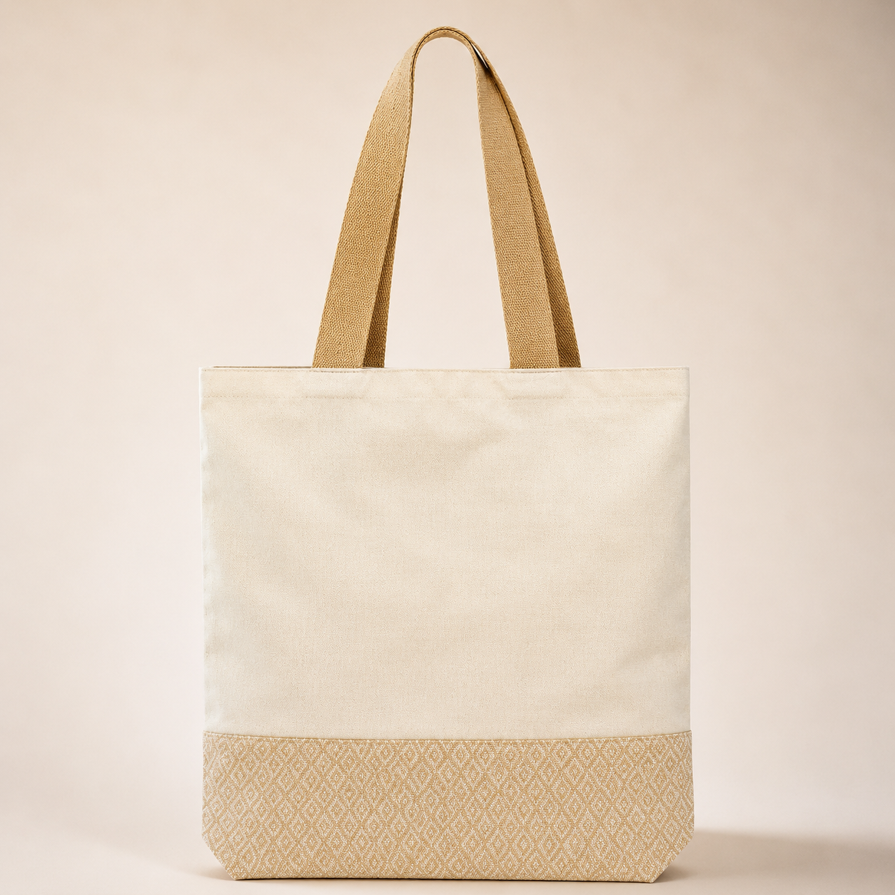 13×15 Diamond Jacquard Cotton Canvas Jute Tote Bag | 330 GSM