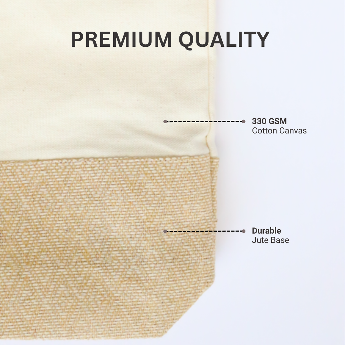 13×15 Diamond Jacquard Cotton Canvas Jute Tote Bag | 330 GSM