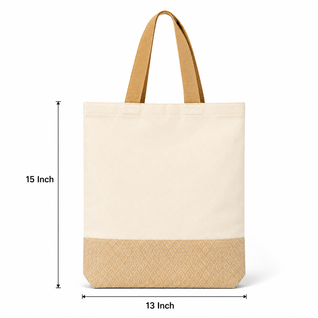 13×15 Diamond Jacquard Cotton Canvas Jute Tote Bag | 330 GSM