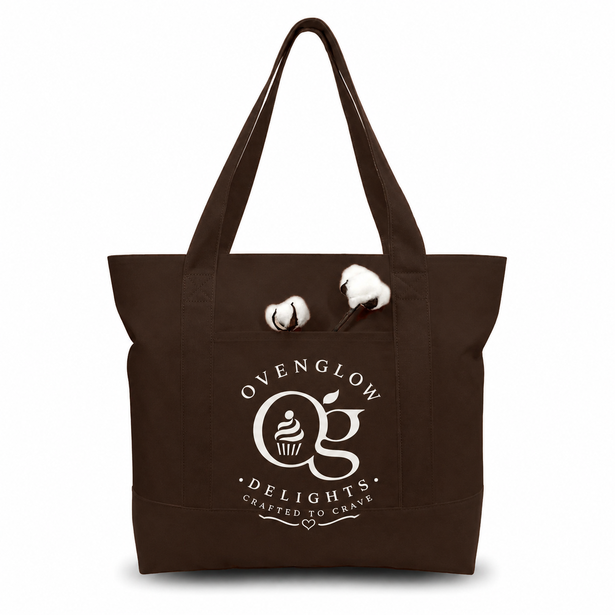 Brown Large Canvas Tote Bag | 19" x 15" x 6"