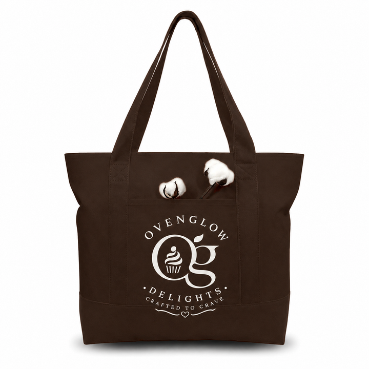 Brown Large Canvas Tote Bag | 19" x 15" x 6"