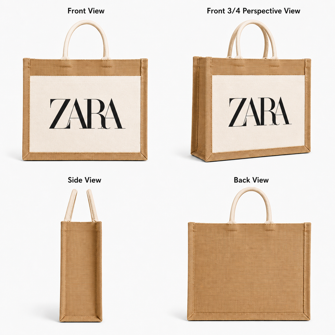 Custom 16X14X6 Jute Tote Bags with Canvas Front Pocket | 350 GSM