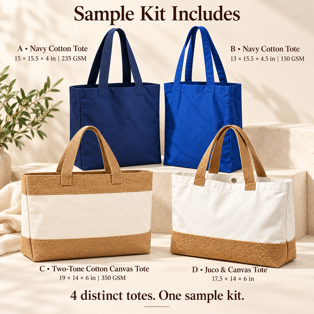 Gusseted Cotton & Juco Tote Sample Kit