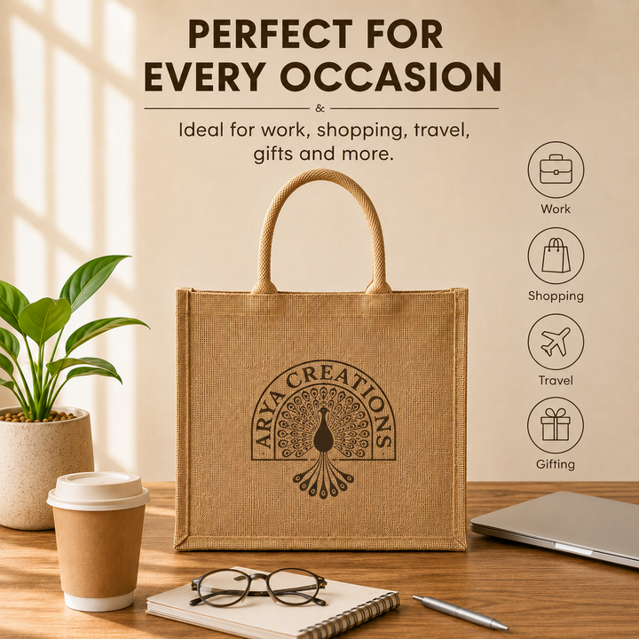 Custom 18×14×6 Natural Jute Tote Bag | 350 GSM
