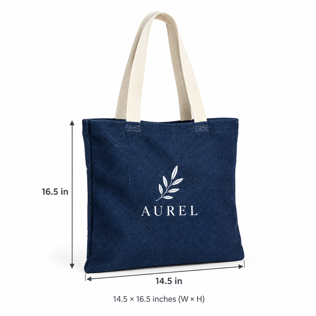 14.5x16.5 Navy Blue Jute Tote Bag