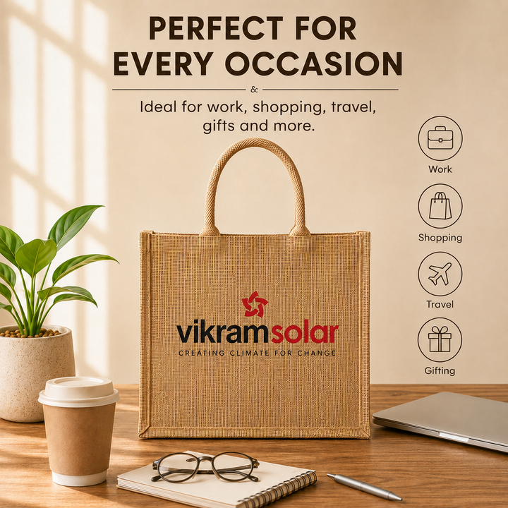 Custom 16×14×6 Natural Jute Tote Bag | 350 GSM