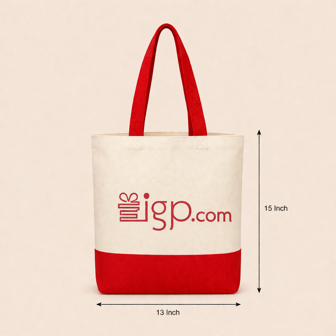 Custom 13"x15" Red & Beige Tote Bag | 330 GSM