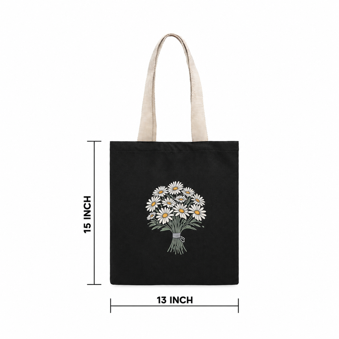 Black Daisy Tote Bag