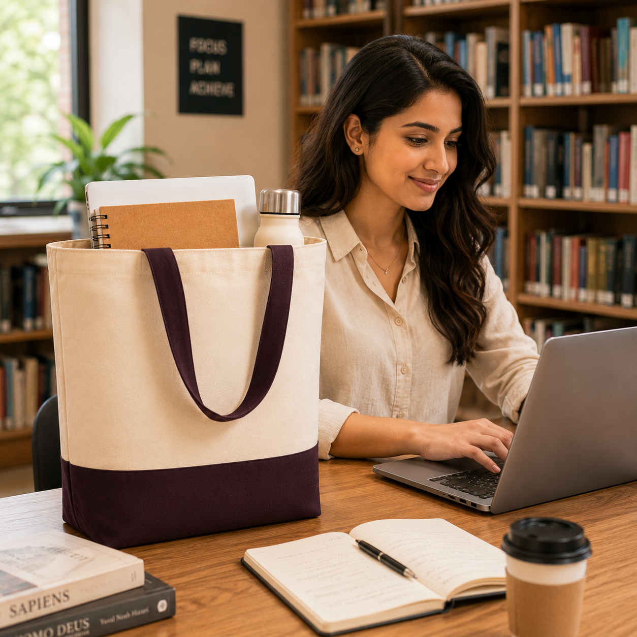 Brown & Beige Tote Bag | 330 GSM