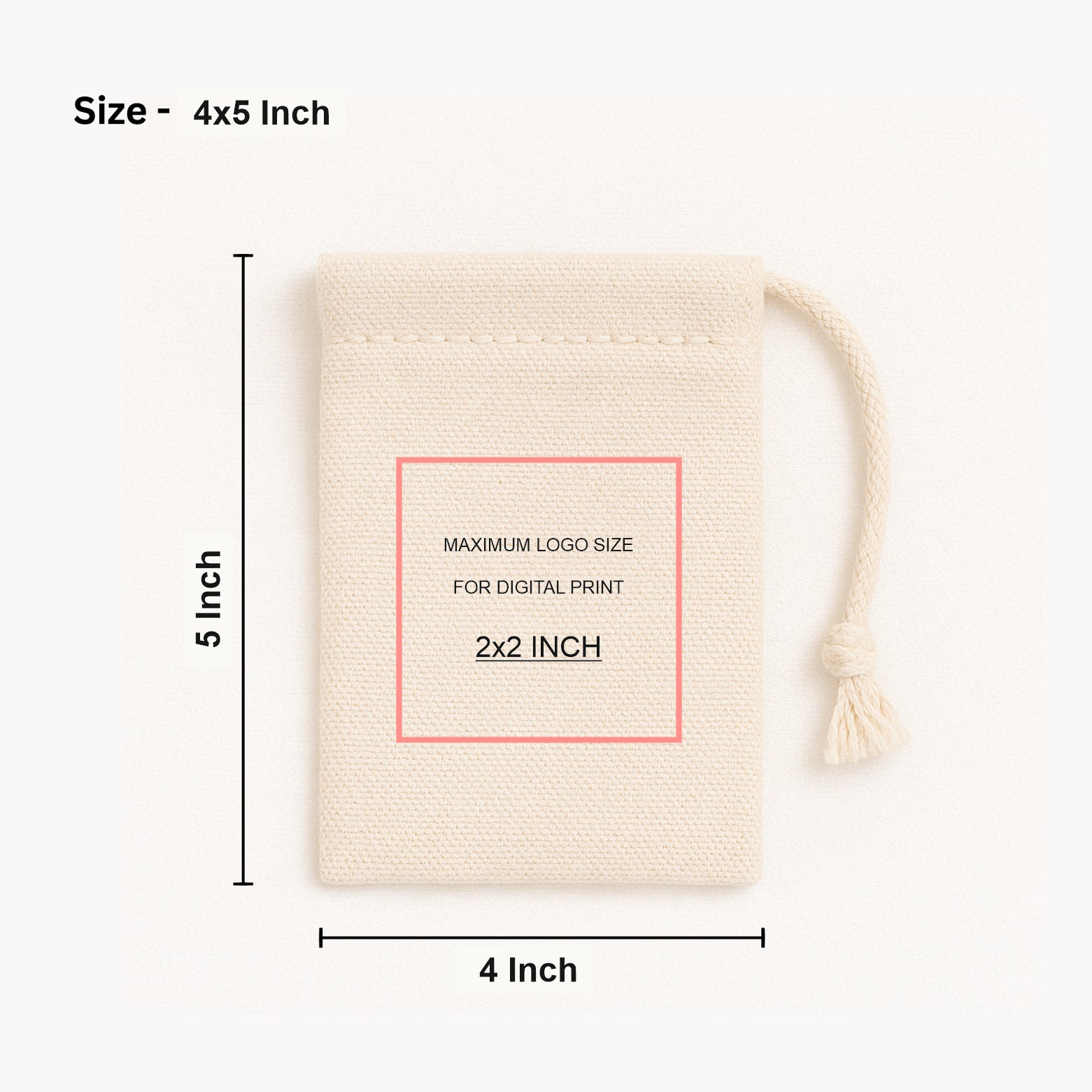 4x5 Inch Cotton Drawstring Pouch Bag