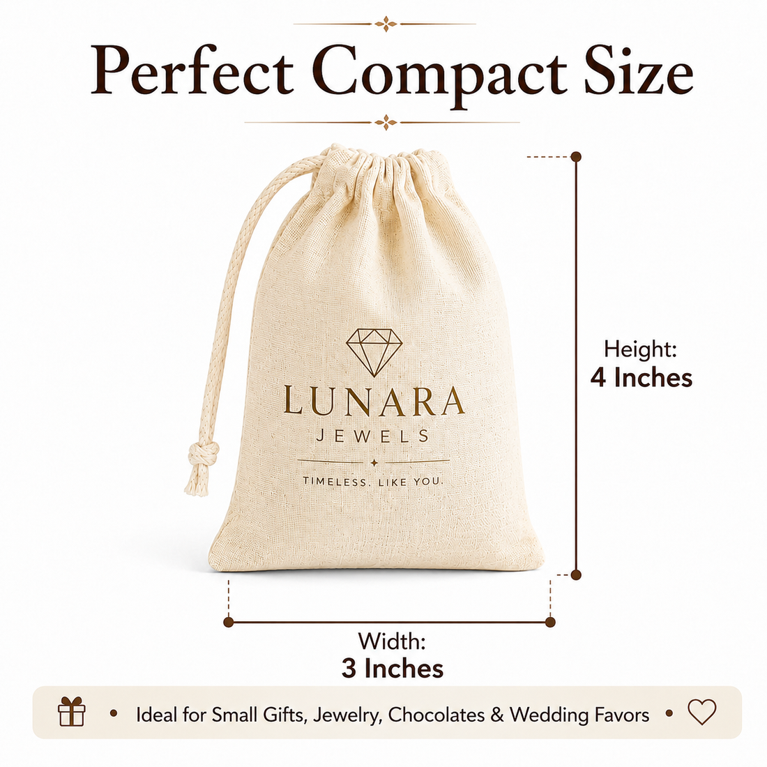 Custom 3x4 Inch Cotton Drawstring Bag | 150 GSM