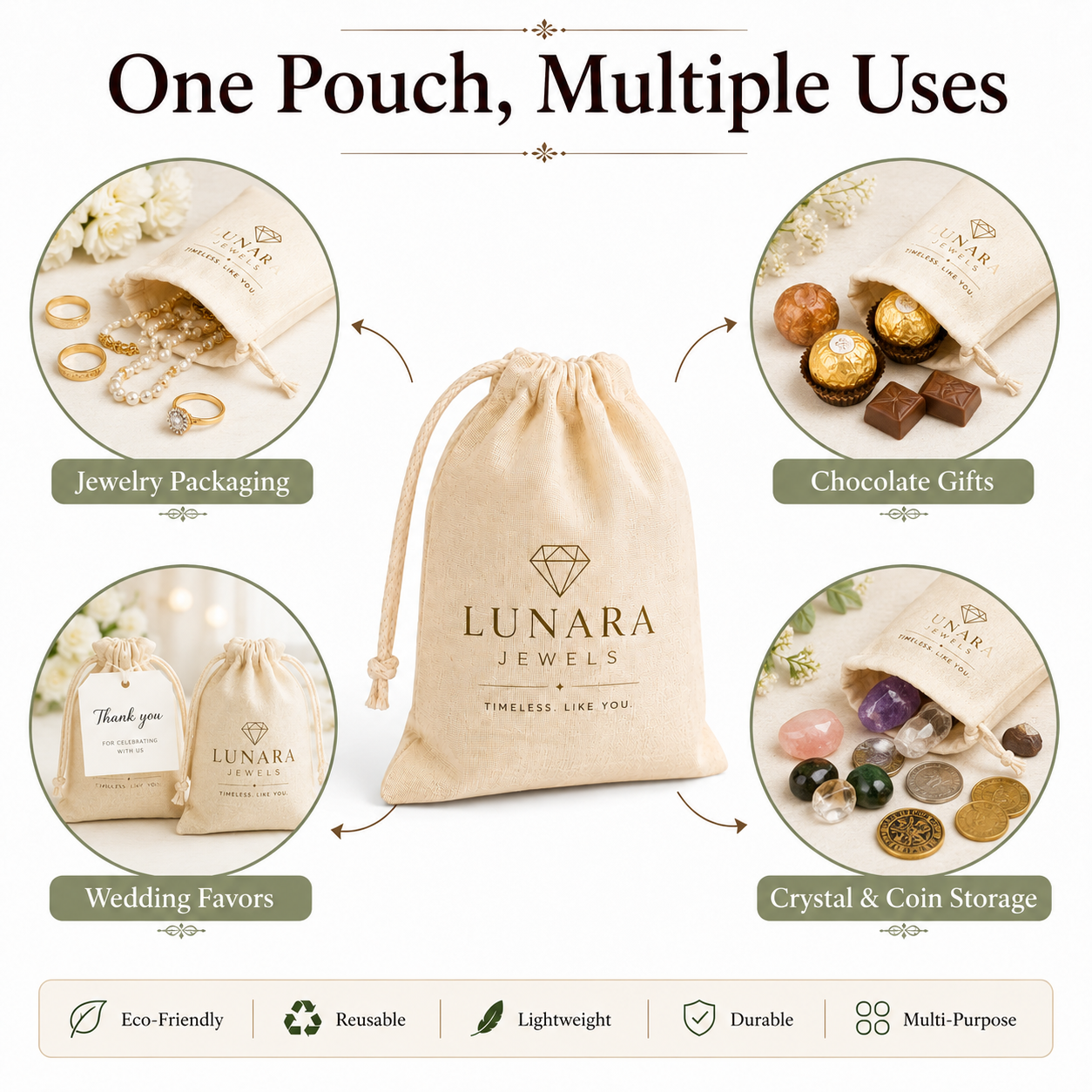 Custom 3x4 Inch Cotton Drawstring Bag | 150 GSM