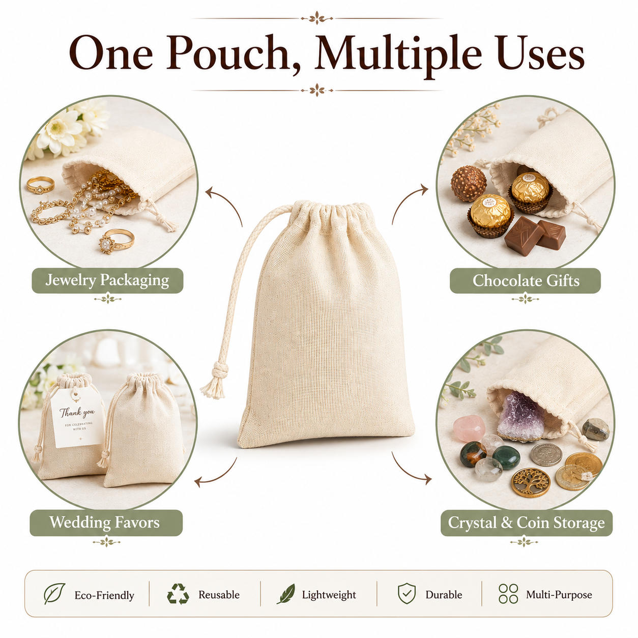 3x4 Inch Cotton Drawstring Bag | 150 GSM