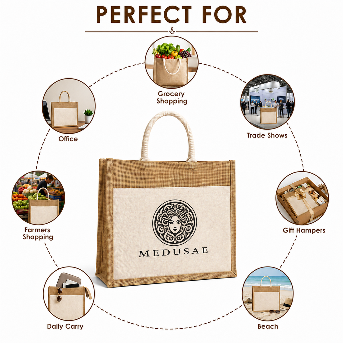 Custom 18X14X6 Jute Tote Bags with Canvas Front Pocket | 350 GSM