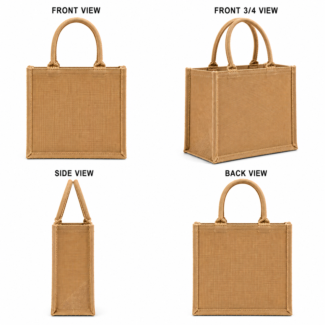 12×12×7.5 Natural Jute Tote Bag | 350 GSM