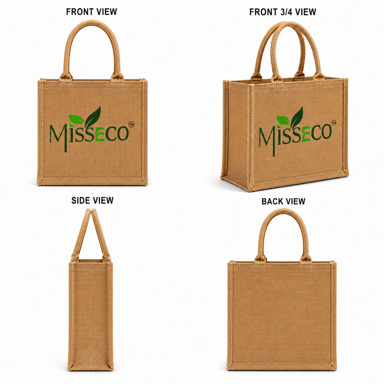Custom 9×11×4 Natural Jute Tote Bag | 350 GSM