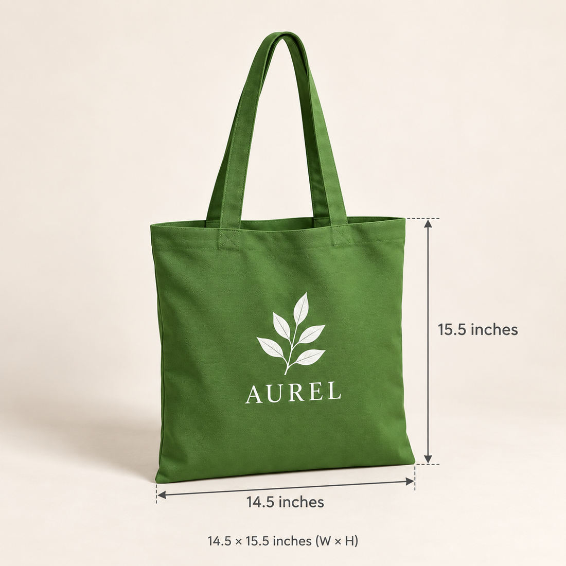 14.5x15.5 Olive Green Cotton Canvas Tote Bag | 350 GSM