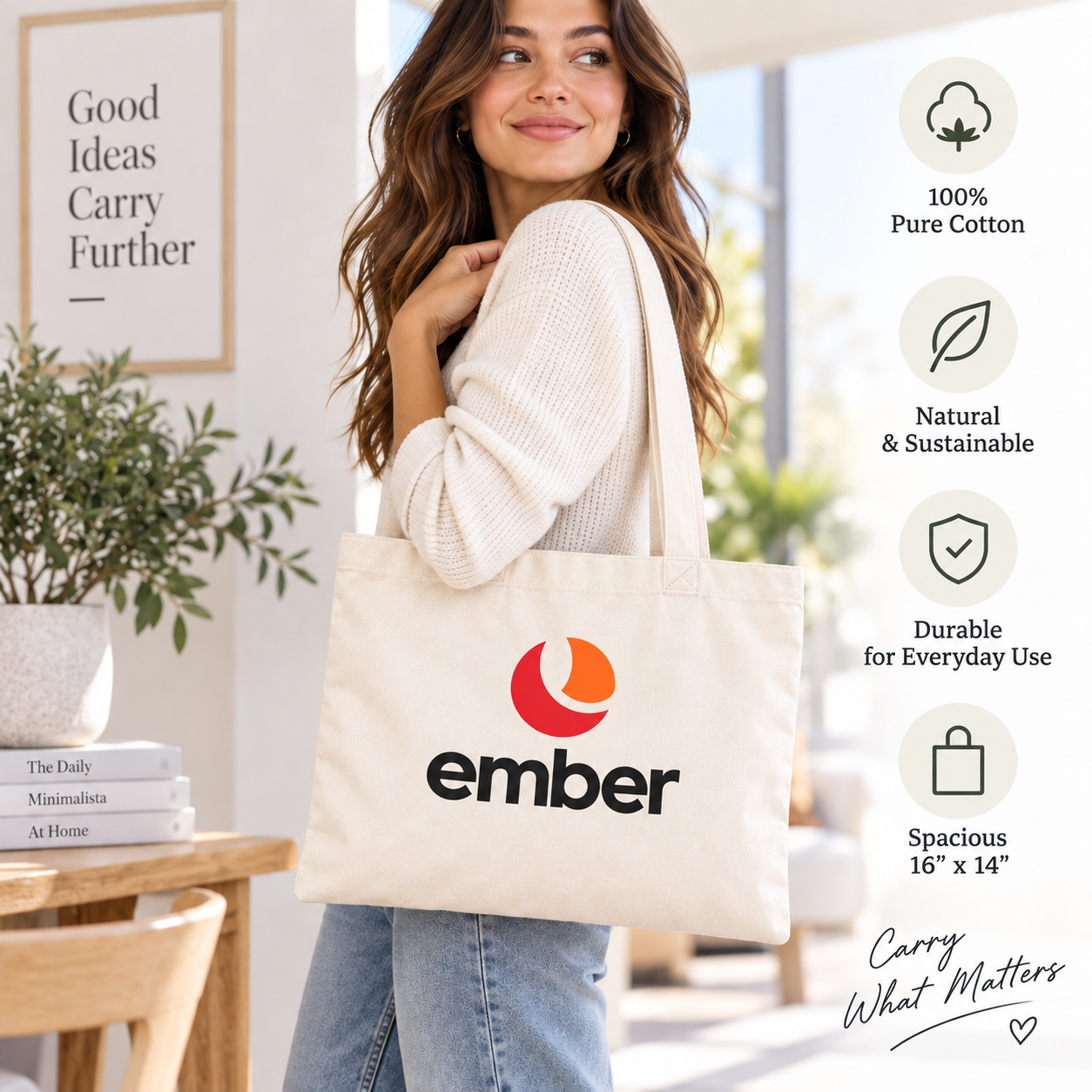 16x14 Inch Cotton Tote Bag | 220 GSM