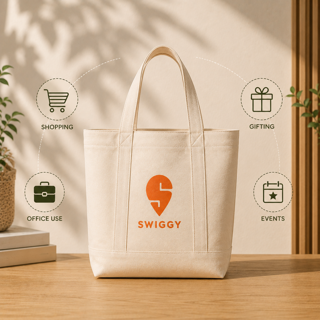 Custom 15x12x5 Cotton Canvas Tote Bag | 400 GSM