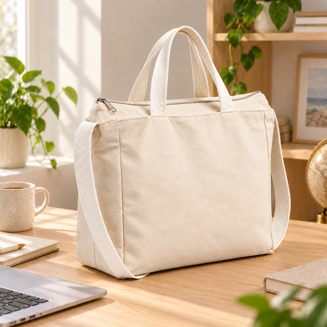 Plain 14×12×4 Canvas Sling Bag with Zip | 330 GSM